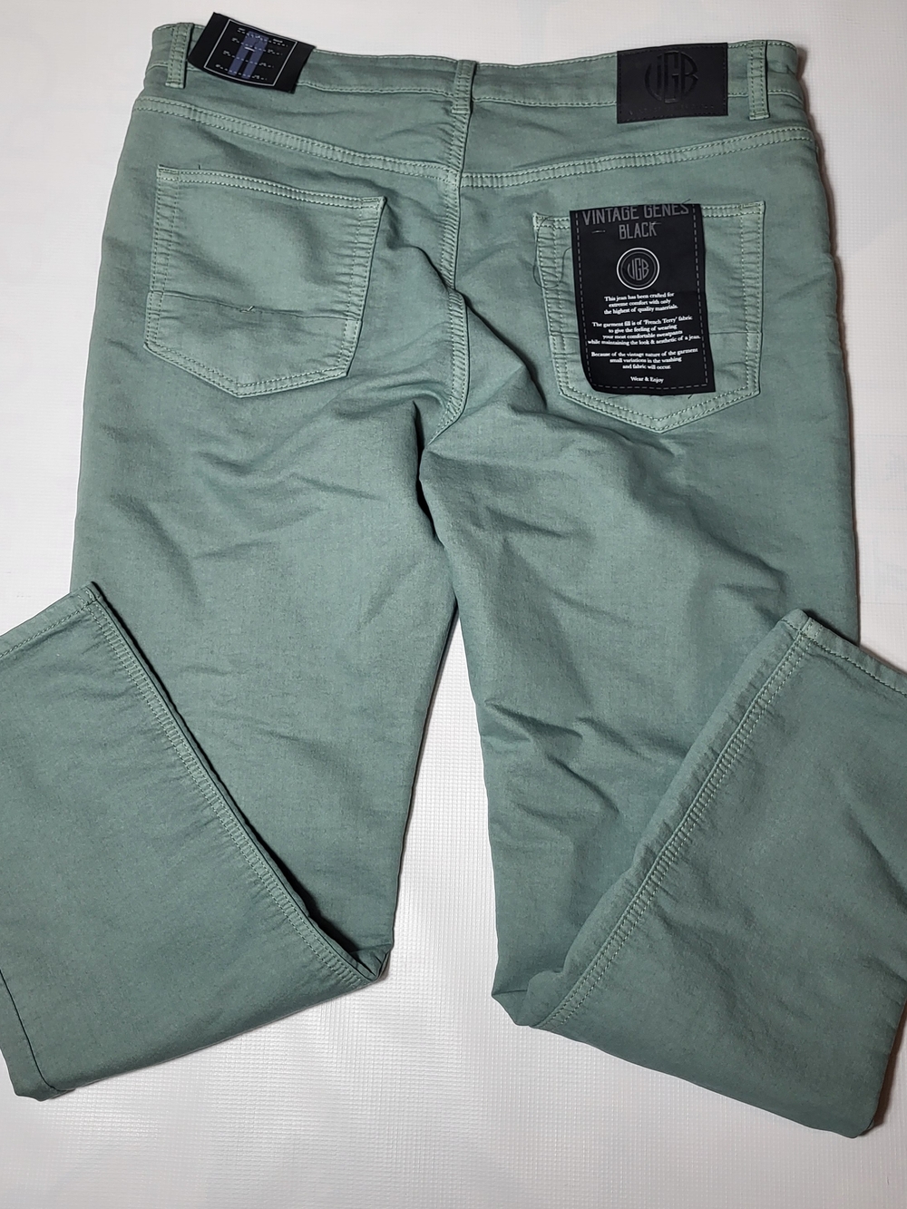 VGB Vintage Genes Black Slim Fit Green Denim Jeans 36x30 Beach Vacation Vibe New
